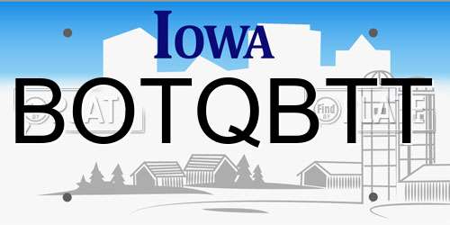 BOTQBTT Iowa License Plate
