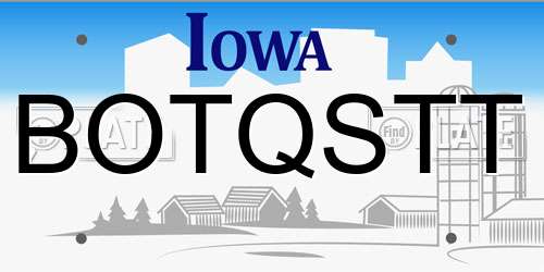 BOTQSTT Iowa License Plate