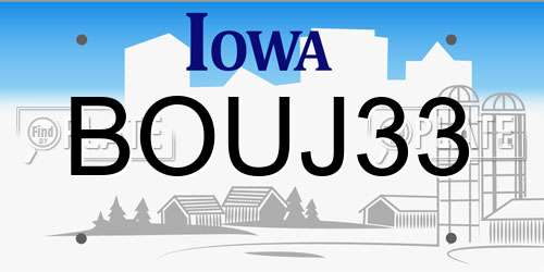 BOUJ33 Iowa License Plate