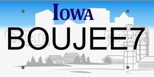 BOUJEE7 Iowa License Plate