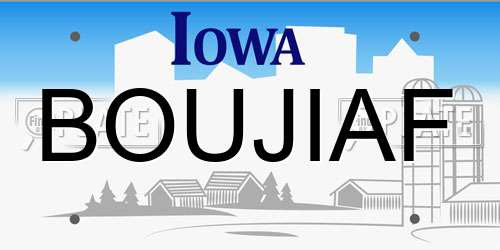 BOUJIAF Iowa License Plate
