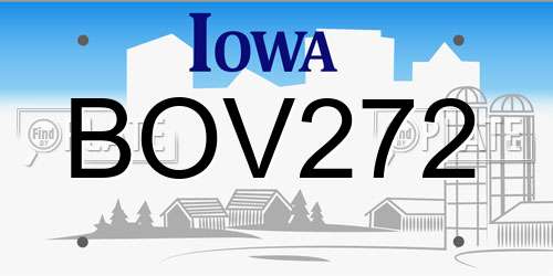 BOV272 Iowa License Plate