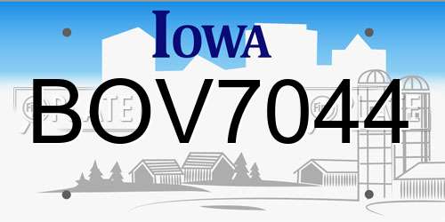 BOV7044 Iowa License Plate