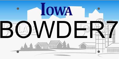 BOWDER7 Iowa License Plate