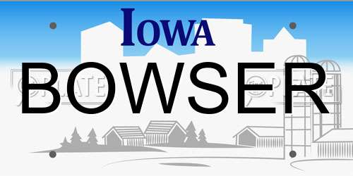 BOWSER Iowa License Plate