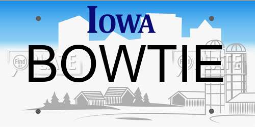 BOWTIE Iowa License Plate