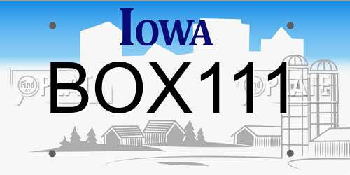 BOX111 Iowa License Plate