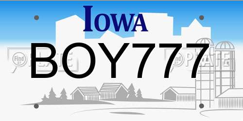 BOY777 Iowa License Plate