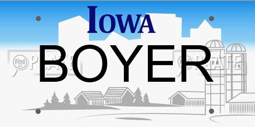 BOYER Iowa License Plate