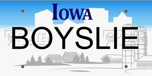 BOYSLIE Iowa License Plate