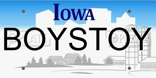 BOYSTOY Iowa License Plate