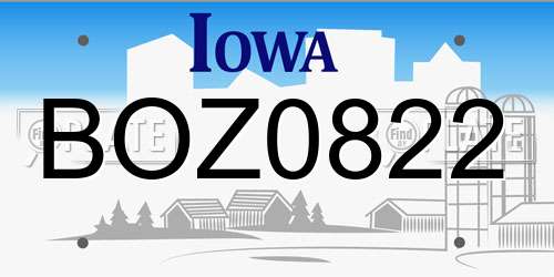 BOZ0822 Iowa License Plate