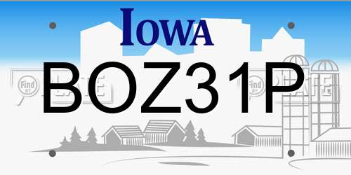 BOZ31P Iowa License Plate