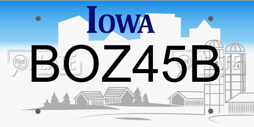 BOZ45B Iowa License Plate