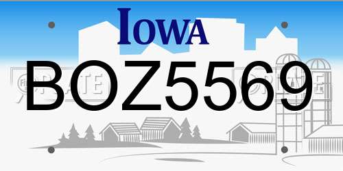 BOZ5569 Iowa License Plate