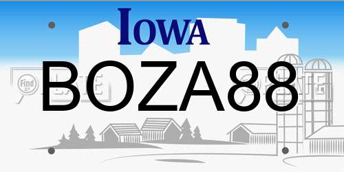 BOZA88 Iowa License Plate