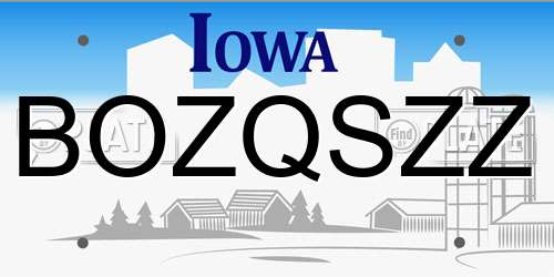 BOZQSZZ Iowa License Plate