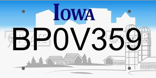 BP0V359 Iowa License Plate