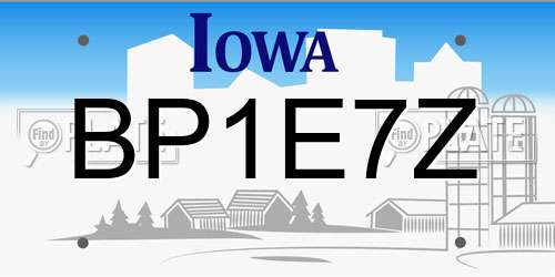 BP1E7Z Iowa License Plate
