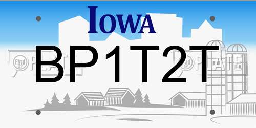 BP1T2T Iowa License Plate