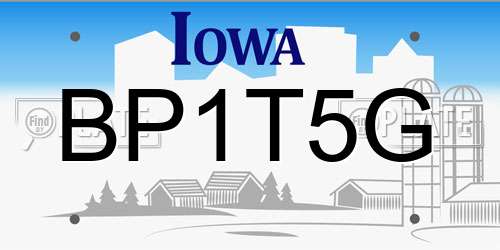 BP1T5G Iowa License Plate