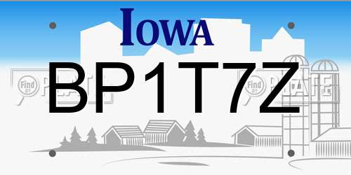 BP1T7Z Iowa License Plate