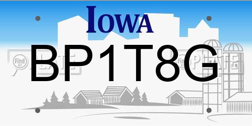 BP1T8G Iowa License Plate
