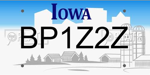 BP1Z2Z Iowa License Plate