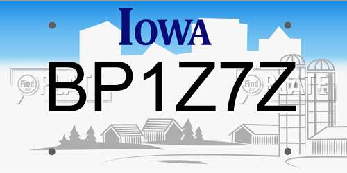BP1Z7Z Iowa License Plate