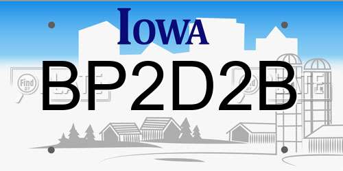 BP2D2B Iowa License Plate