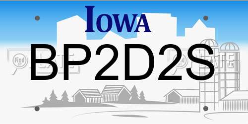 BP2D2S Iowa License Plate