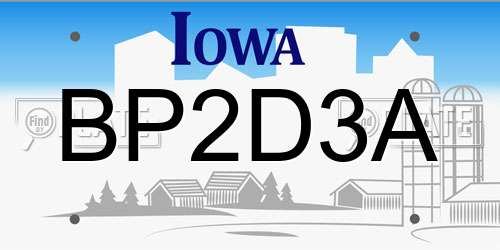 BP2D3A Iowa License Plate