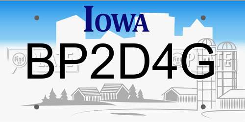 BP2D4G Iowa License Plate