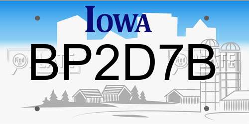 BP2D7B Iowa License Plate