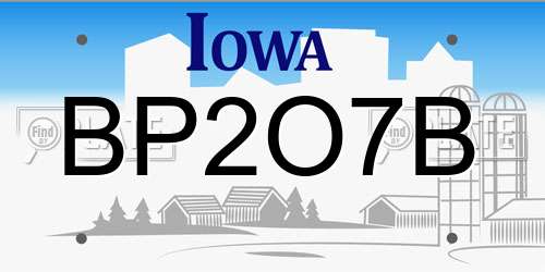 BP2O7B Iowa License Plate