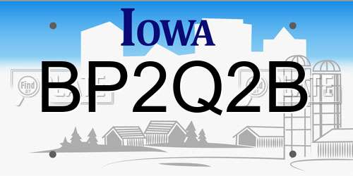 BP2Q2B Iowa License Plate