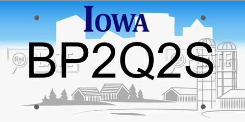 BP2Q2S Iowa License Plate