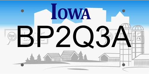 BP2Q3A Iowa License Plate