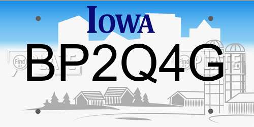 BP2Q4G Iowa License Plate