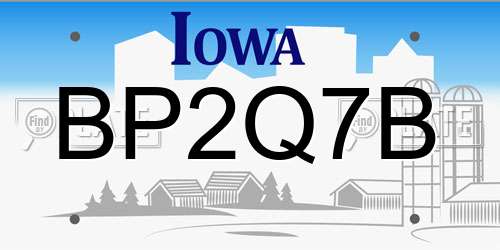 BP2Q7B Iowa License Plate