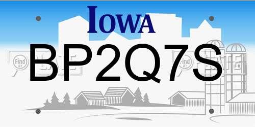 BP2Q7S Iowa License Plate