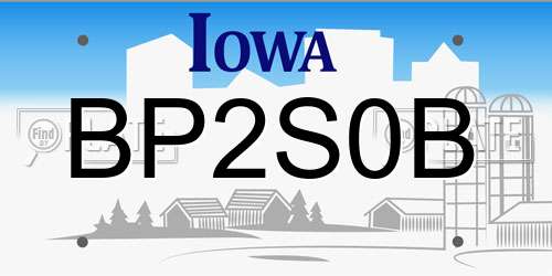 BP2S0B Iowa License Plate