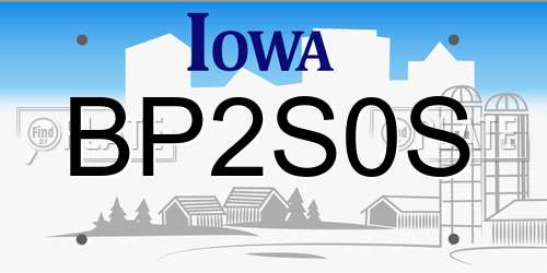 BP2S0S Iowa License Plate