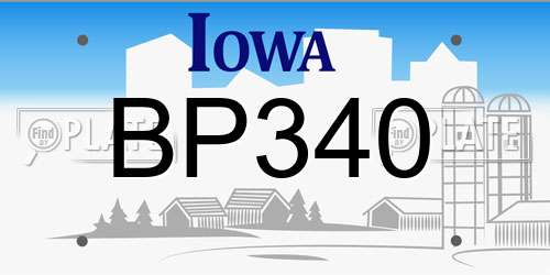 BP340 Iowa License Plate