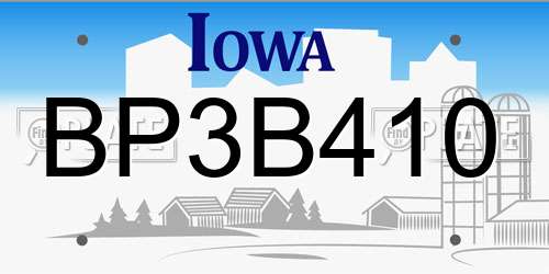 BP3B410 Iowa License Plate