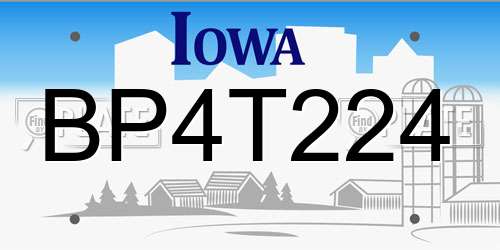 BP4T224 Iowa License Plate