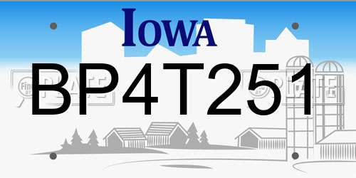 BP4T251 Iowa License Plate