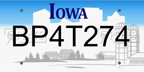 BP4T274 Iowa License Plate