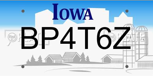 BP4T6Z Iowa License Plate