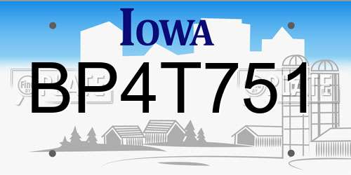 BP4T751 Iowa License Plate